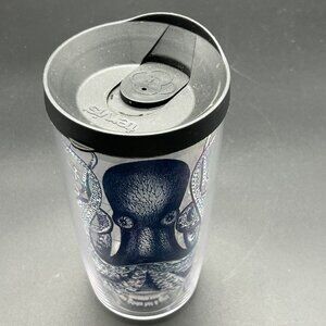 Tervis 16oz Tumbler Cup Mug Hot Cold Gray Grey Lid Blue Octopus Sea Life Ocean
